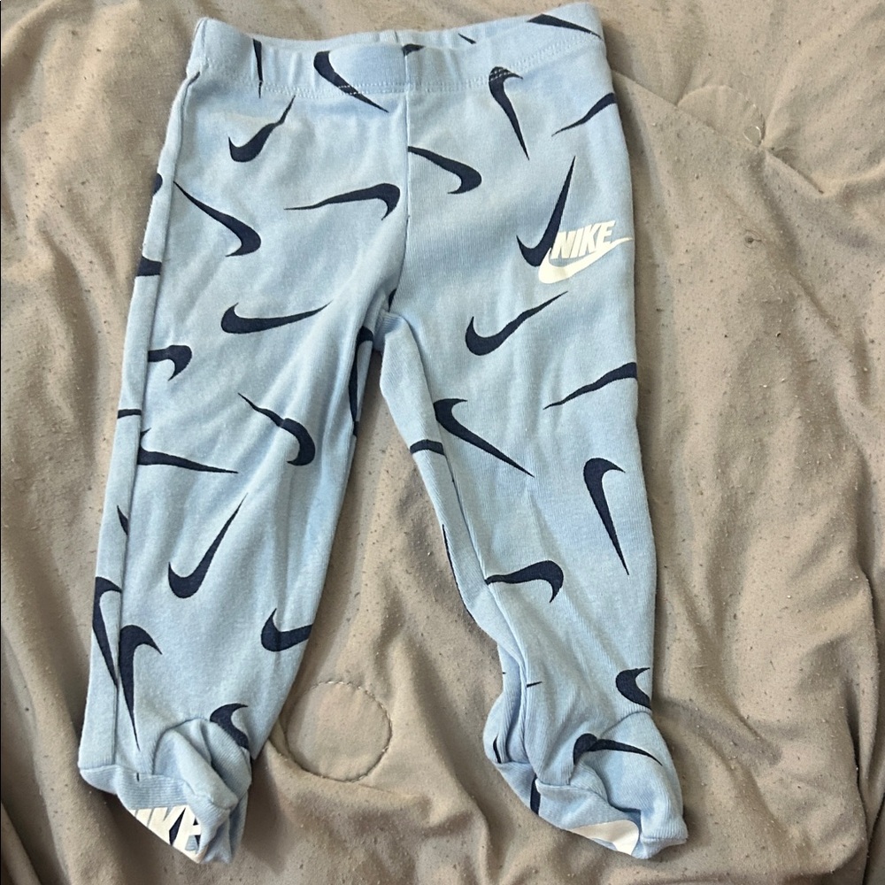 Nike Light Blue Leggings with Navy Swoosh